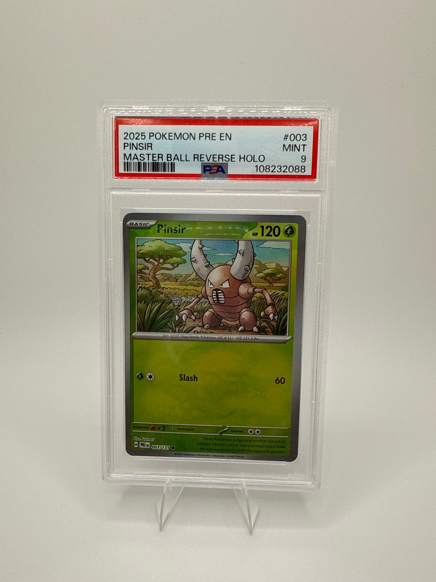 2025 Pinsir Master Ball Reverse Holo PSA 9